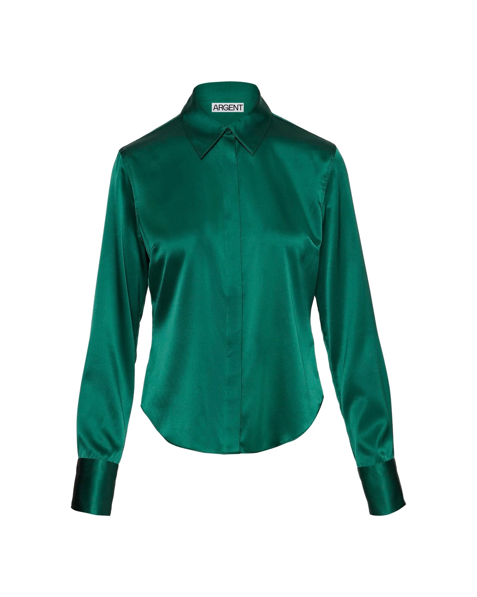 Stretch Blouse in Stretch Silk Satin | Emerald