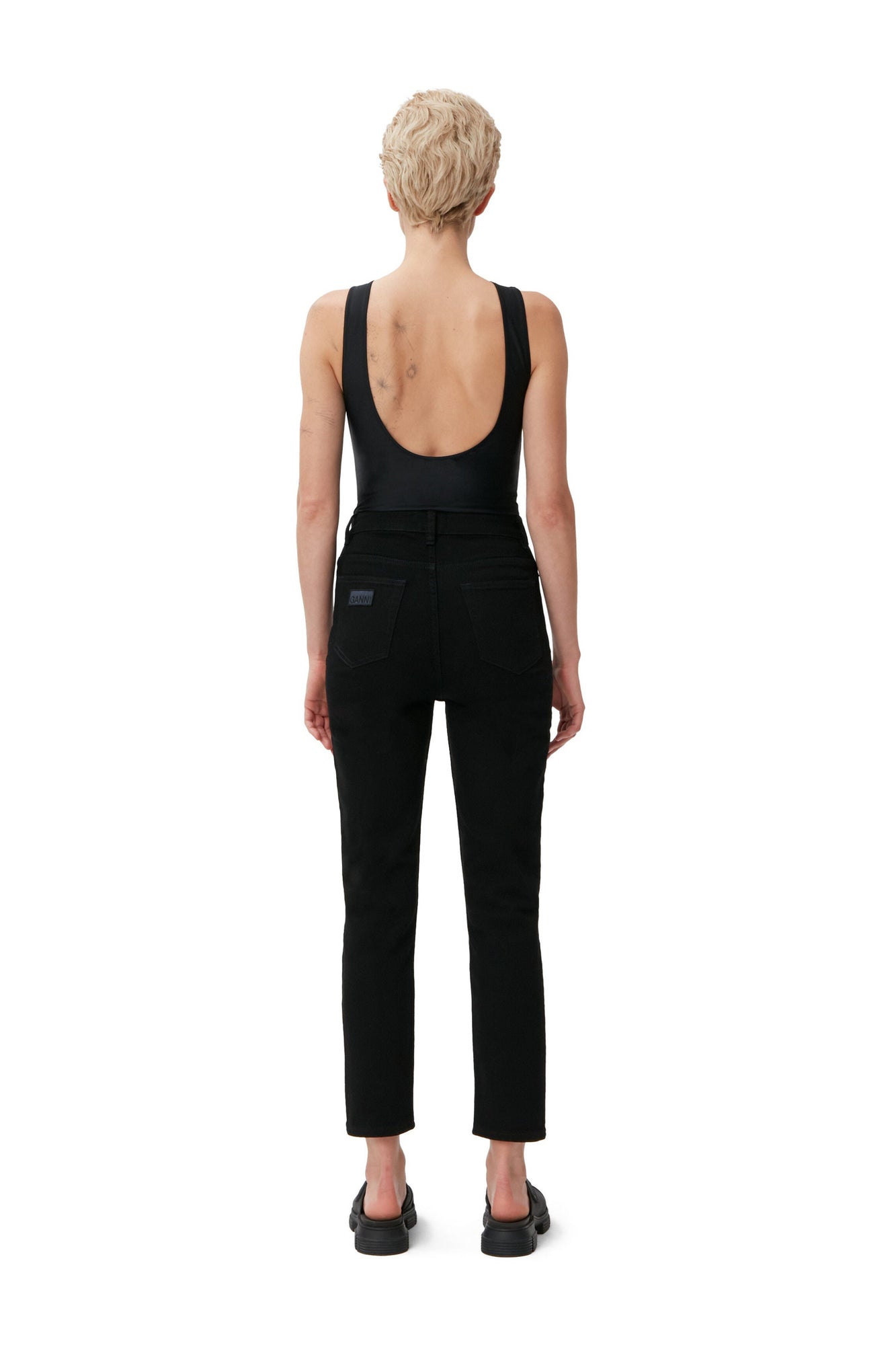 Stretch Cropped Jeans | Black/Black