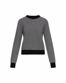 Striped Crewneck Sweater in Wool-Cashmere | Ivory/Black