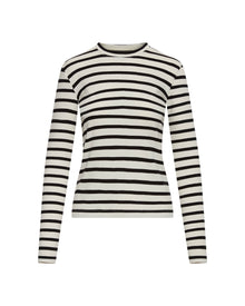 Striped Longsleeve Tee in Ribbed Cotton | Black/Ivory