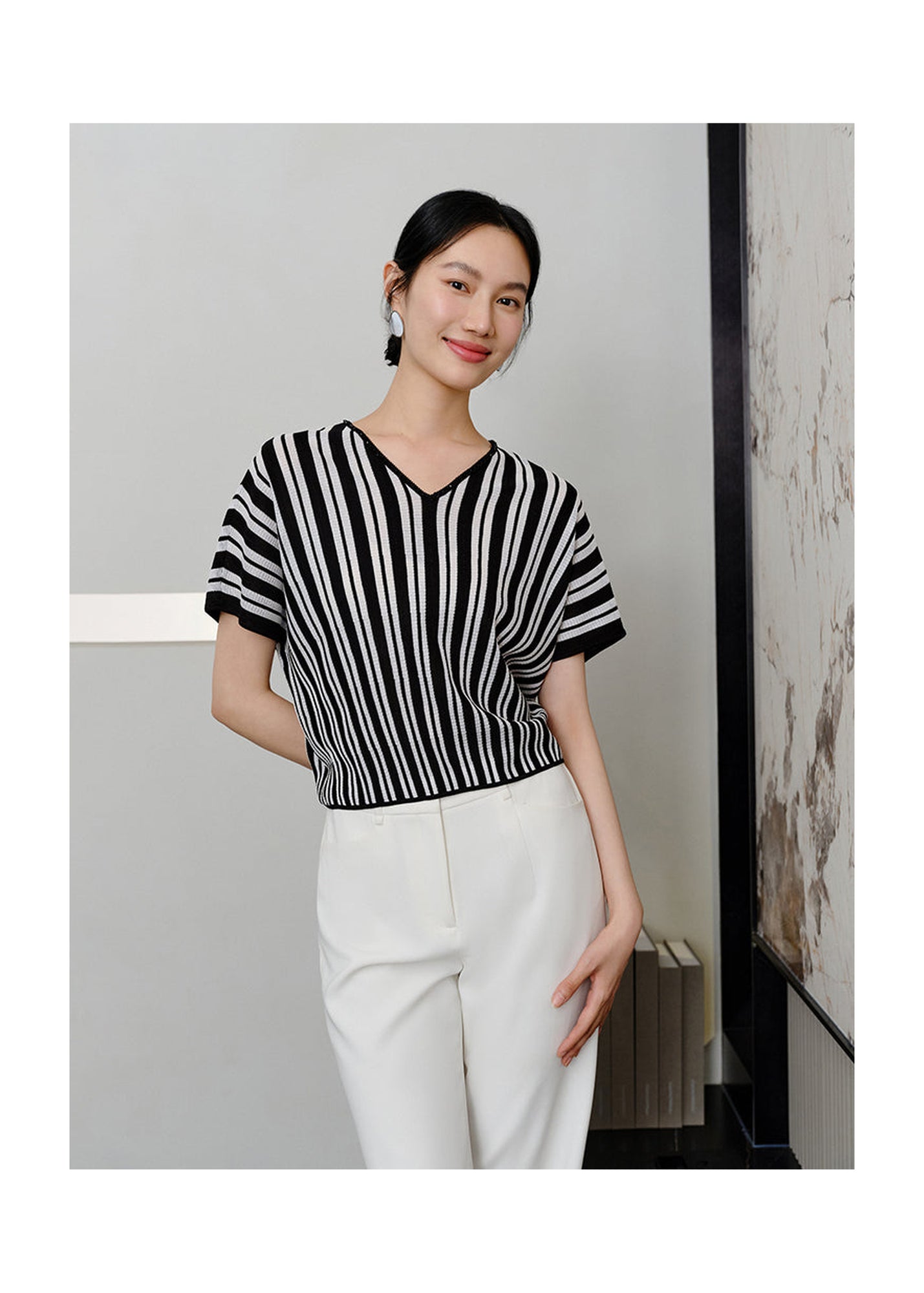 Striped Knit Sweater | Black