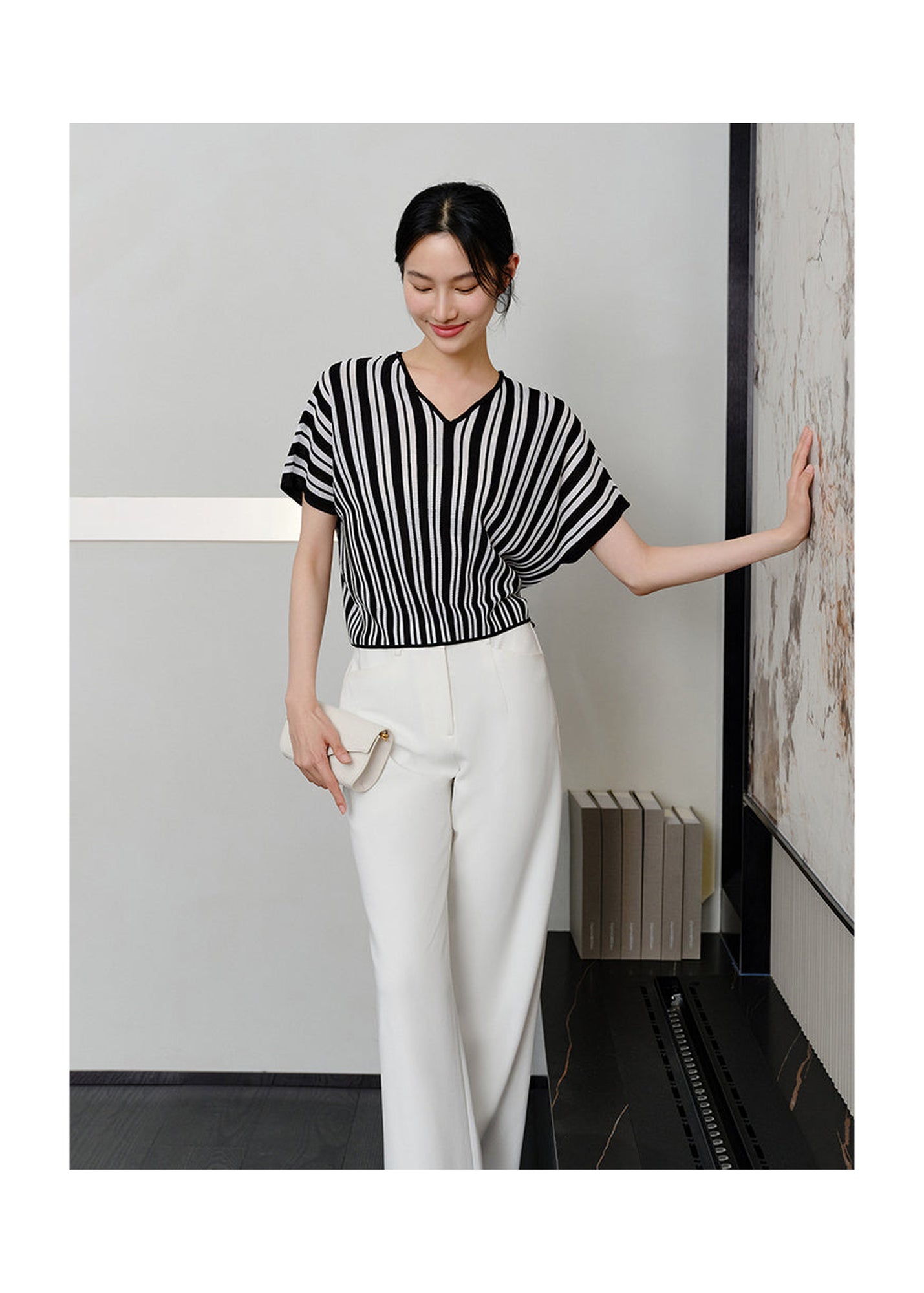 Striped Knit Sweater | Black
