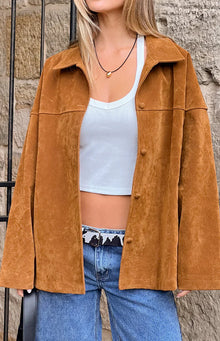 Suki Suede Oversized Jacket | Tan