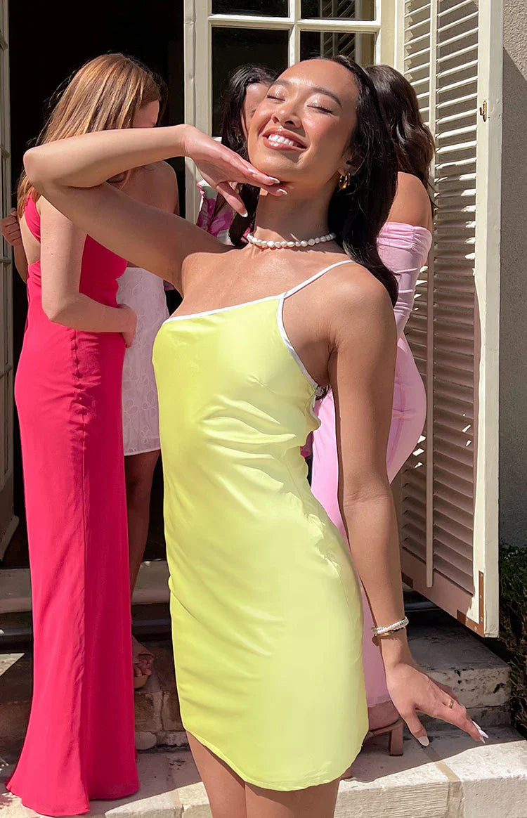 Sunny Chic Satin Mini Dress | Yellow