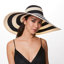 Eugenia Kim Sunny sunhat in ivory/black front view on model