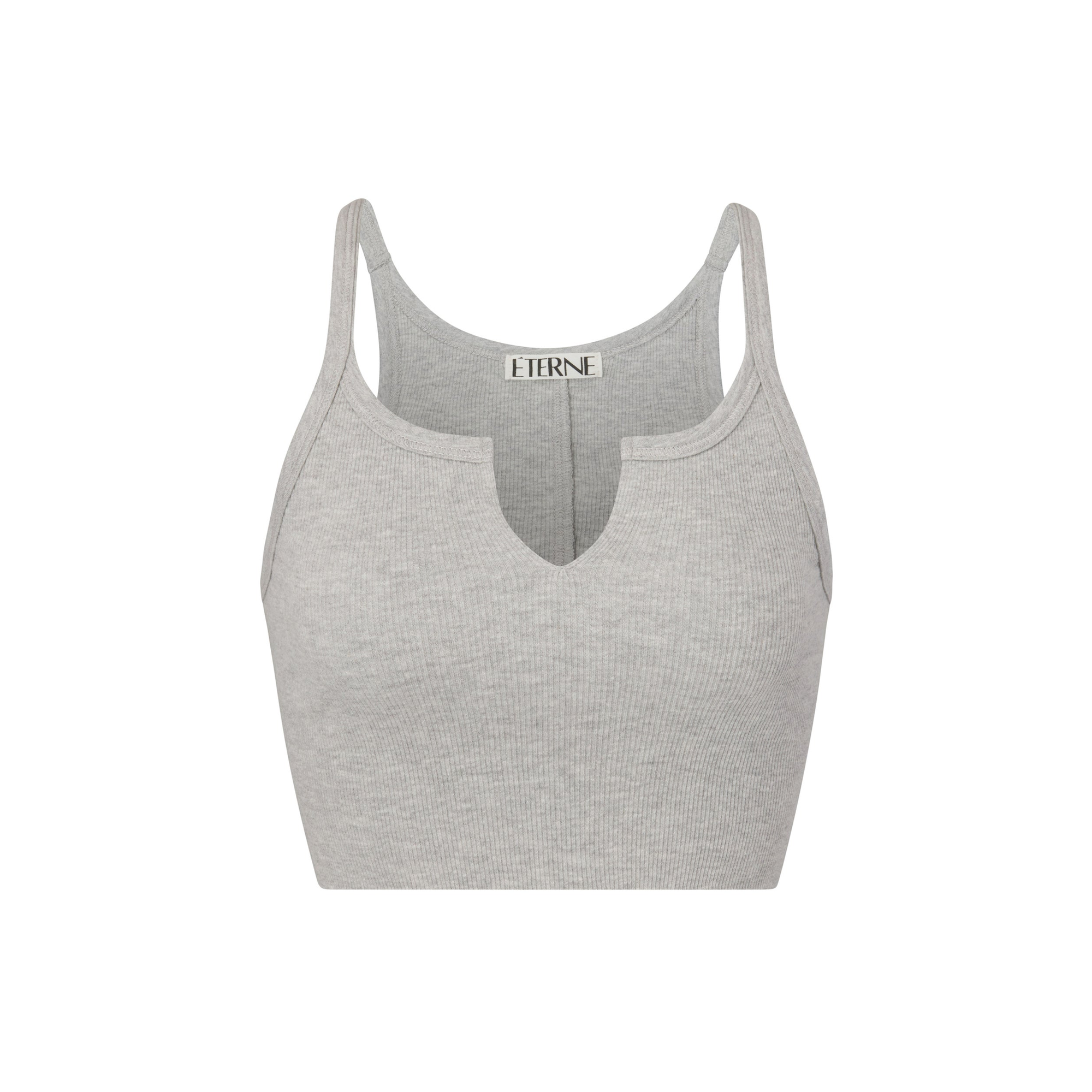 Super Cropped Rib Tank | Heather Grey