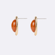 Amber Honey Resin Studs Earring | Brown | Gold