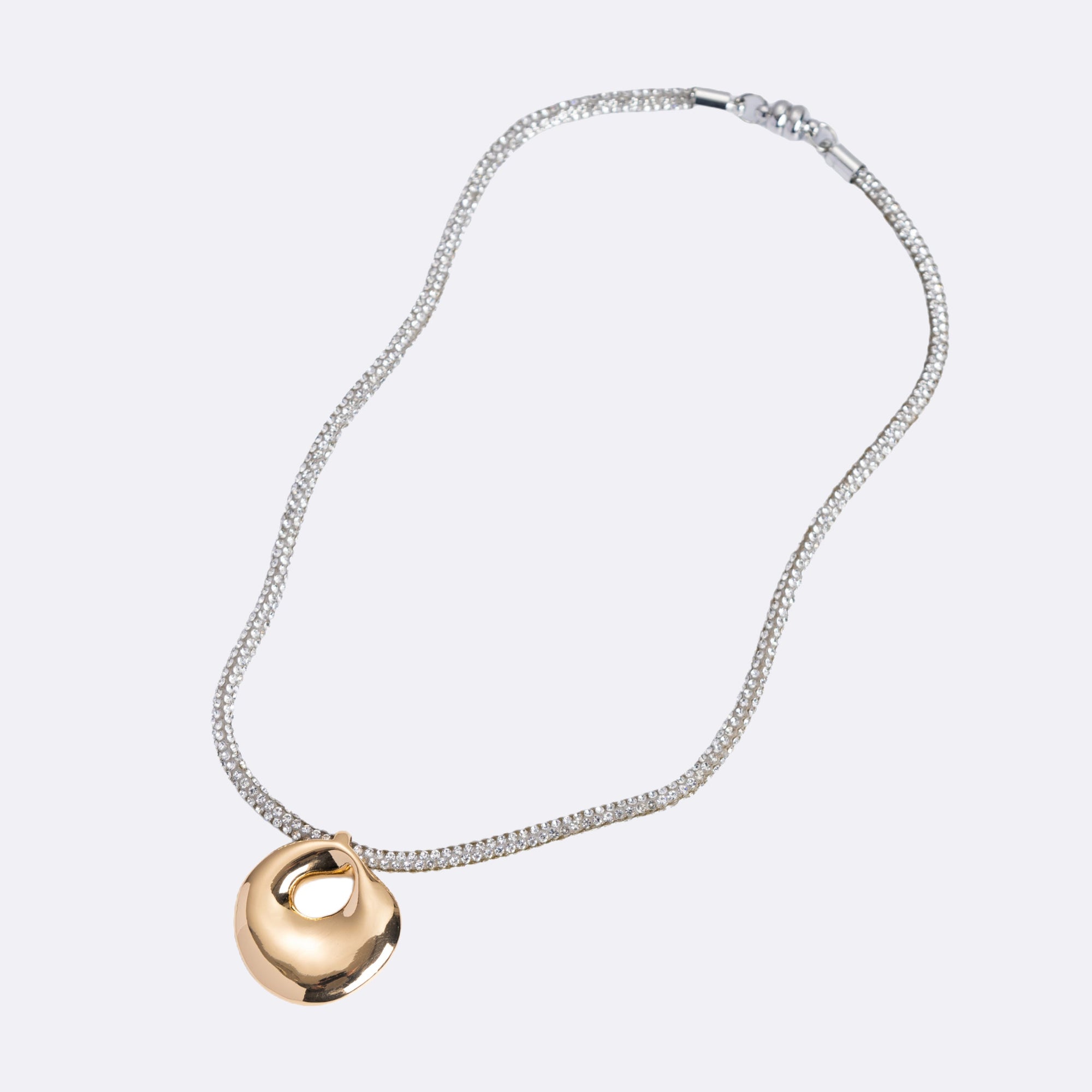 Mercury Disc Sparkle Necklace | Rhinestone | Gold