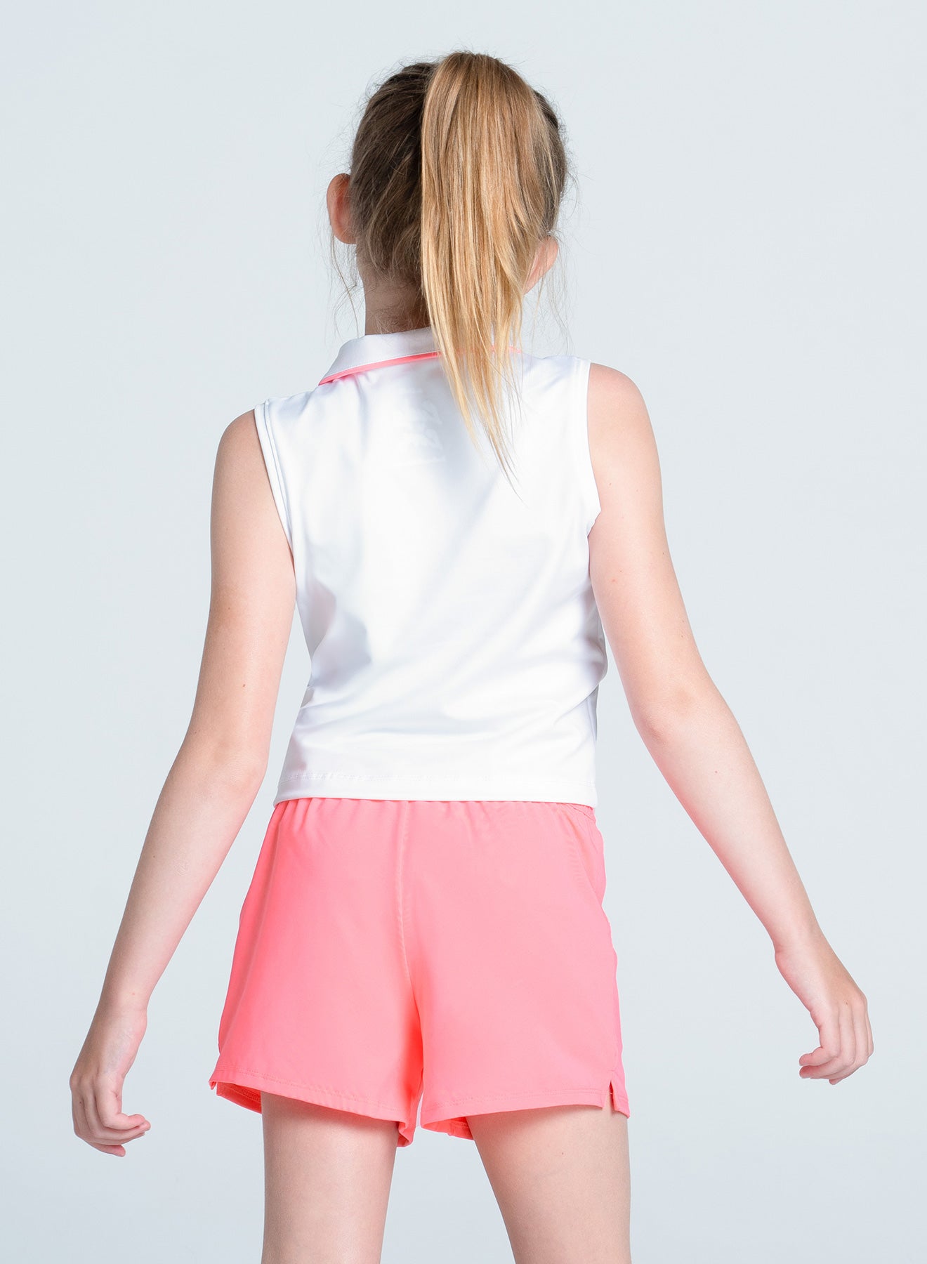Kids | Club Zip Sleeveless Polo | Flamingo