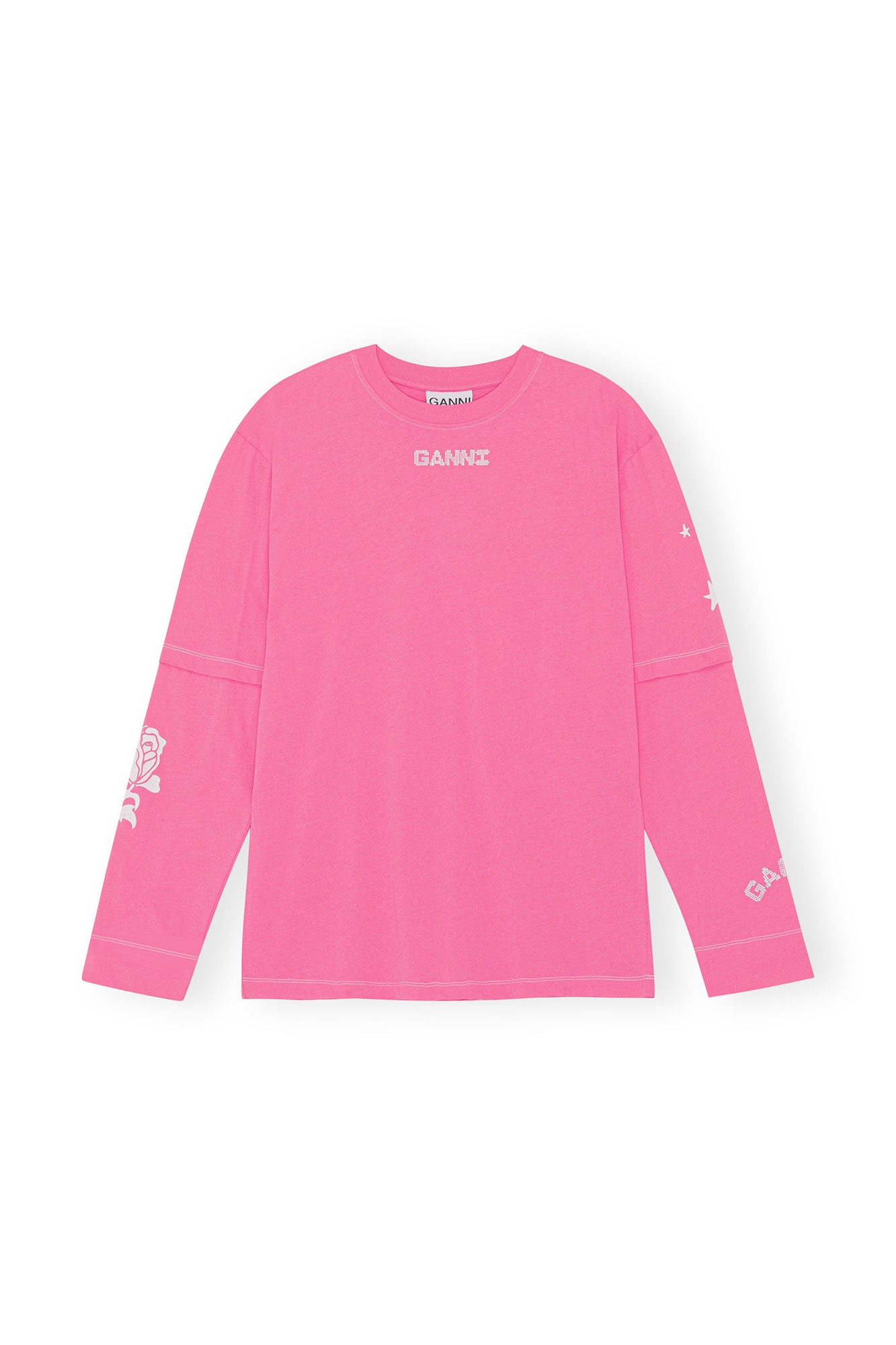 Light Jersey Layered Long Sleeve T-shirt | Shocking Pink