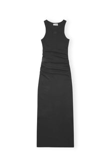 Soft Cotton Rib Tank Top Long Dress | Black
