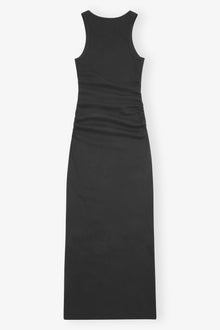 Soft Cotton Rib Tank Top Long Dress | Black