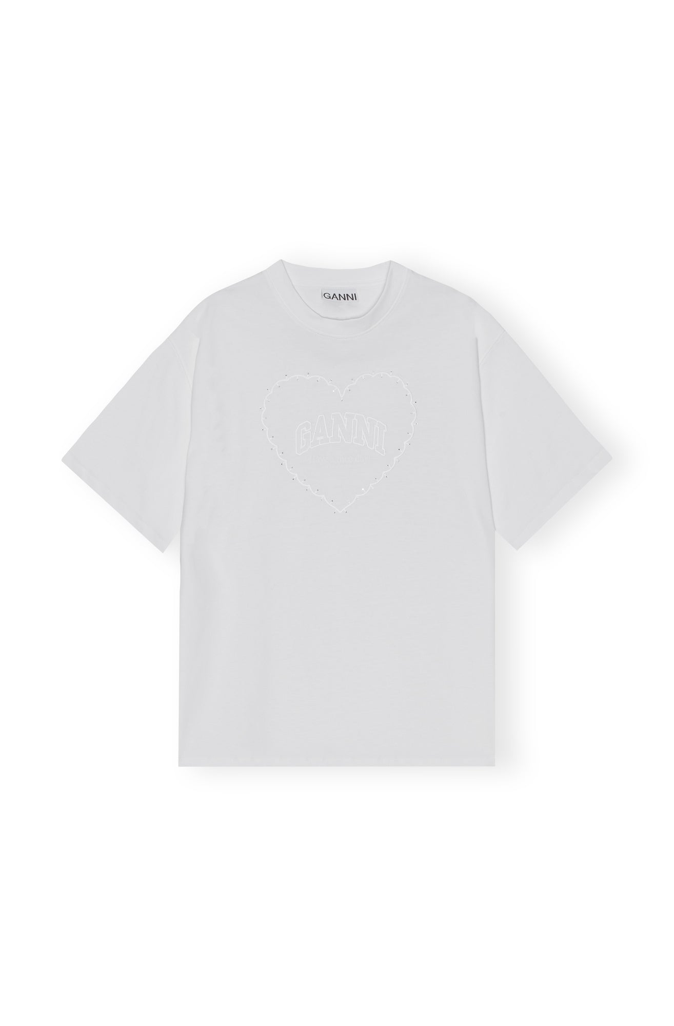 Heavy Cotton Drop Shoulder Heart T-shirt | Bright White
