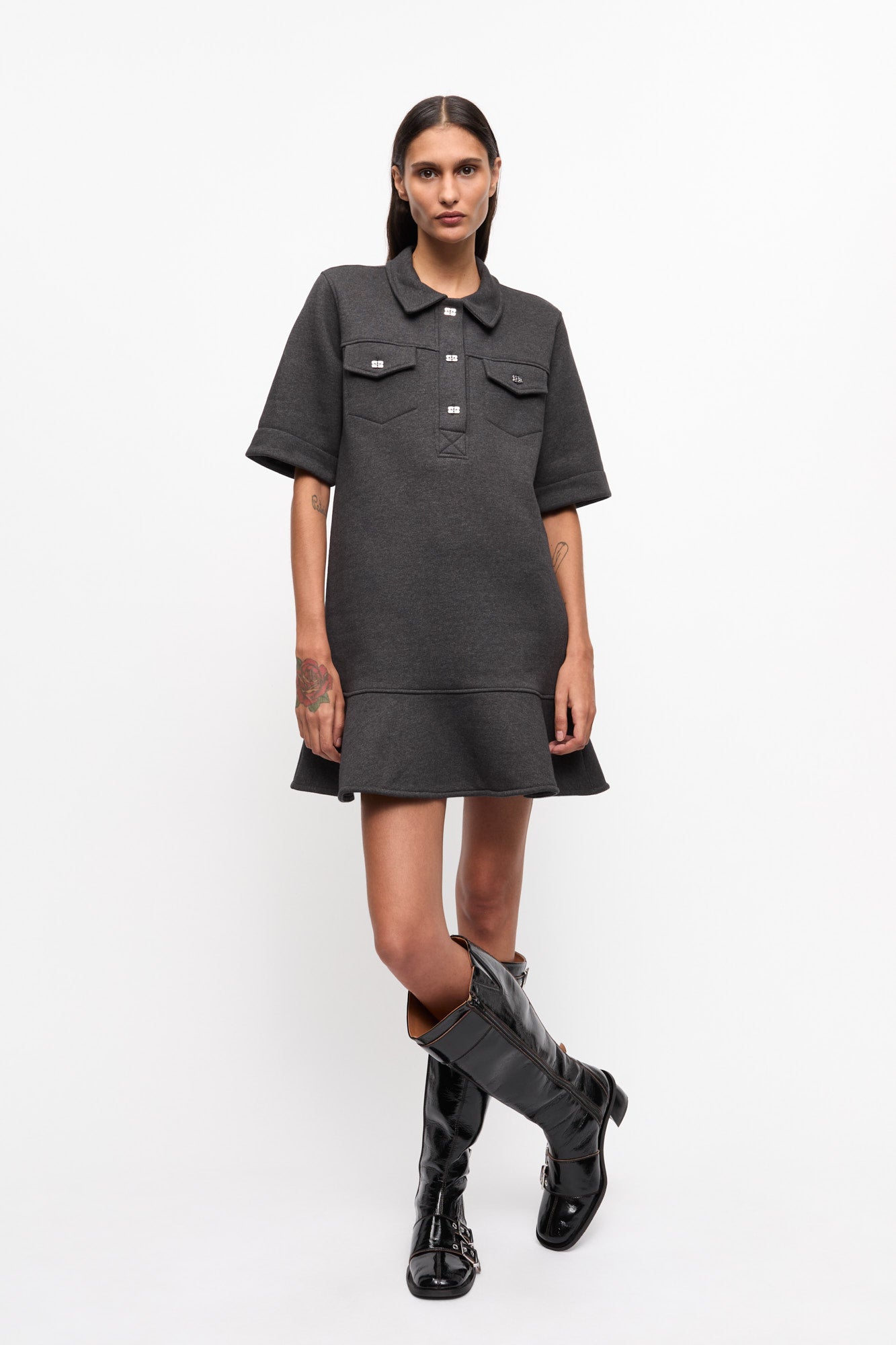 Heavy Fleece Mini Dress | Phantom