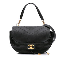 Chanel | Pre-Owned CC Chevron Lambskin Round Flap Satchel | Black