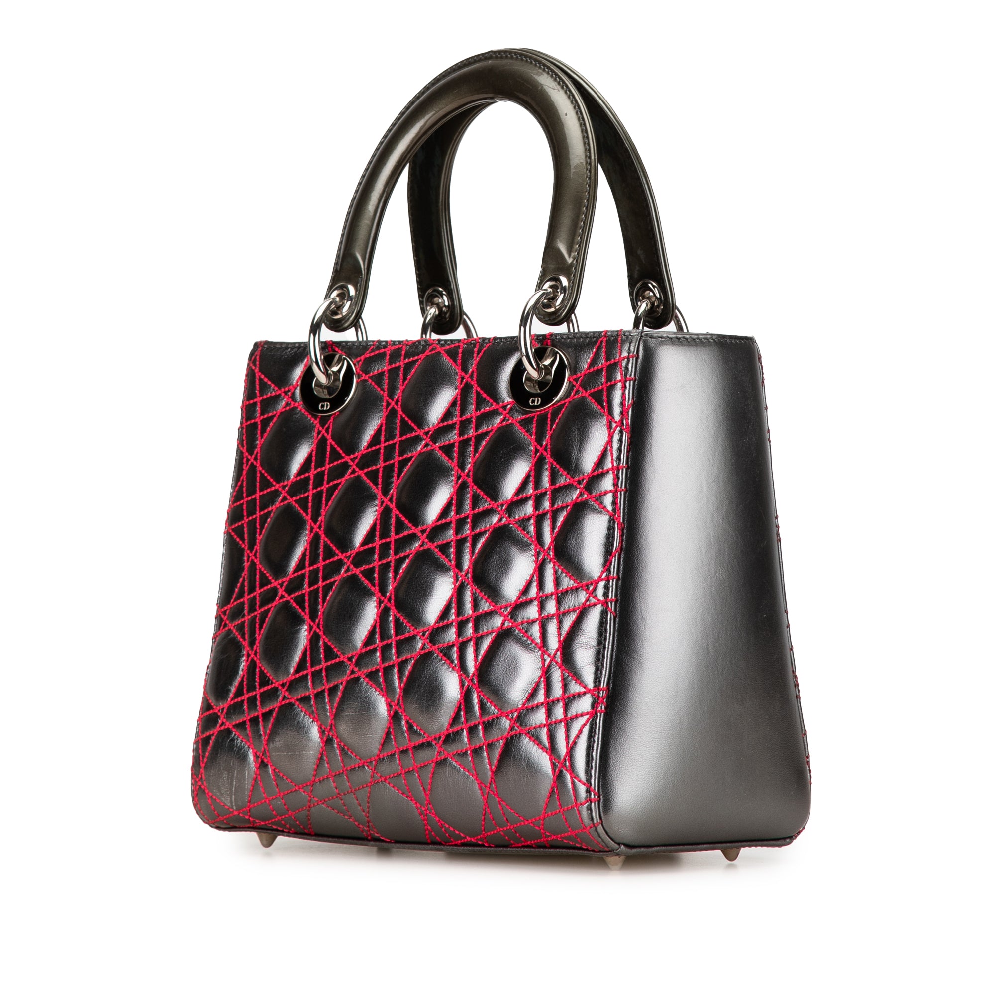 Dior | Pre-Owned Anselm Reyle Medium Metallic Lambskin Cannage Lady - II | Gray/Dark Gray