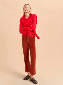 Meredith High-Rise Cropped Flare Corduroy Pant | Rust