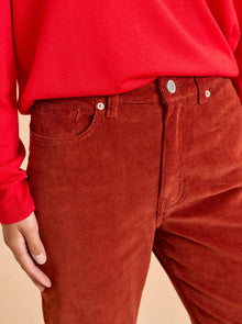 Meredith High-Rise Cropped Flare Corduroy Pant | Rust
