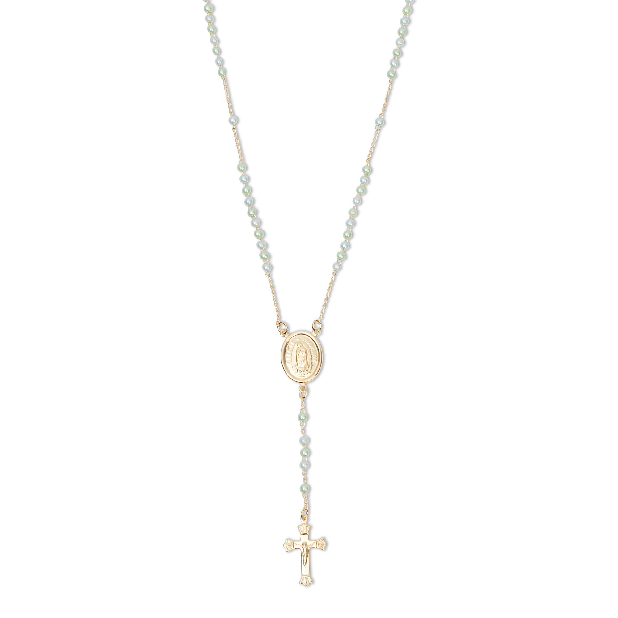 The Light Blue Fatima Rosary Necklace | 18KT Gold Vermeil