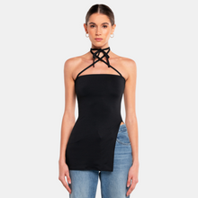 OW Collection TIE High Slit Top Account 002 - Black Caviar