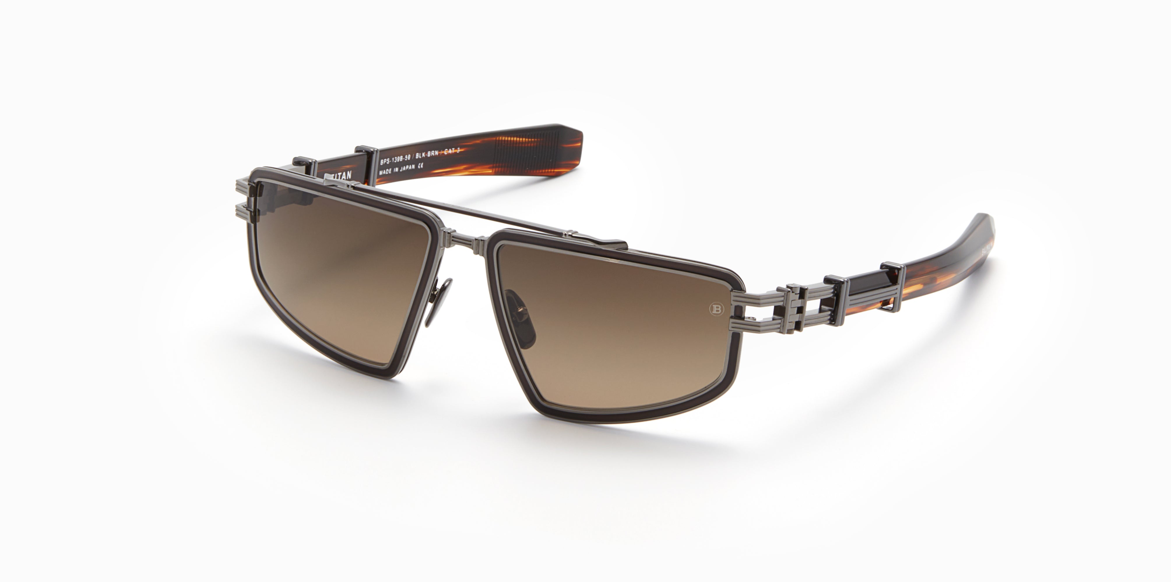 Mens | Titan Sunglass | Black Rhodium - Brown Swirl | Dark Brown Gradient