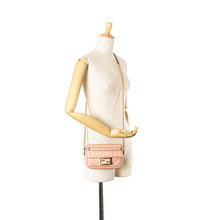 Fendi | Pre-Owned Mini Zucca Embossed Leather Baguette Satchel | Pink/Light Pink