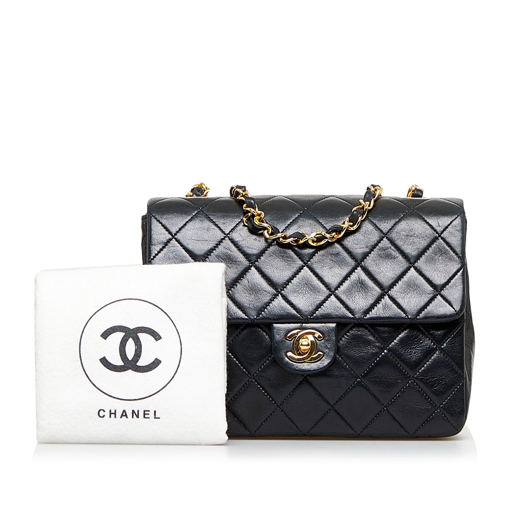 Chanel Pre-Owned Mini Square Quilted Lambskin Single Flap | Women | Black