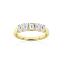 1.00 CT Emerald Lab-Grown Diamond | Five Stone Anniversary Wedding Band Ring | 14K Yellow Gold | G Color | VS Clarity