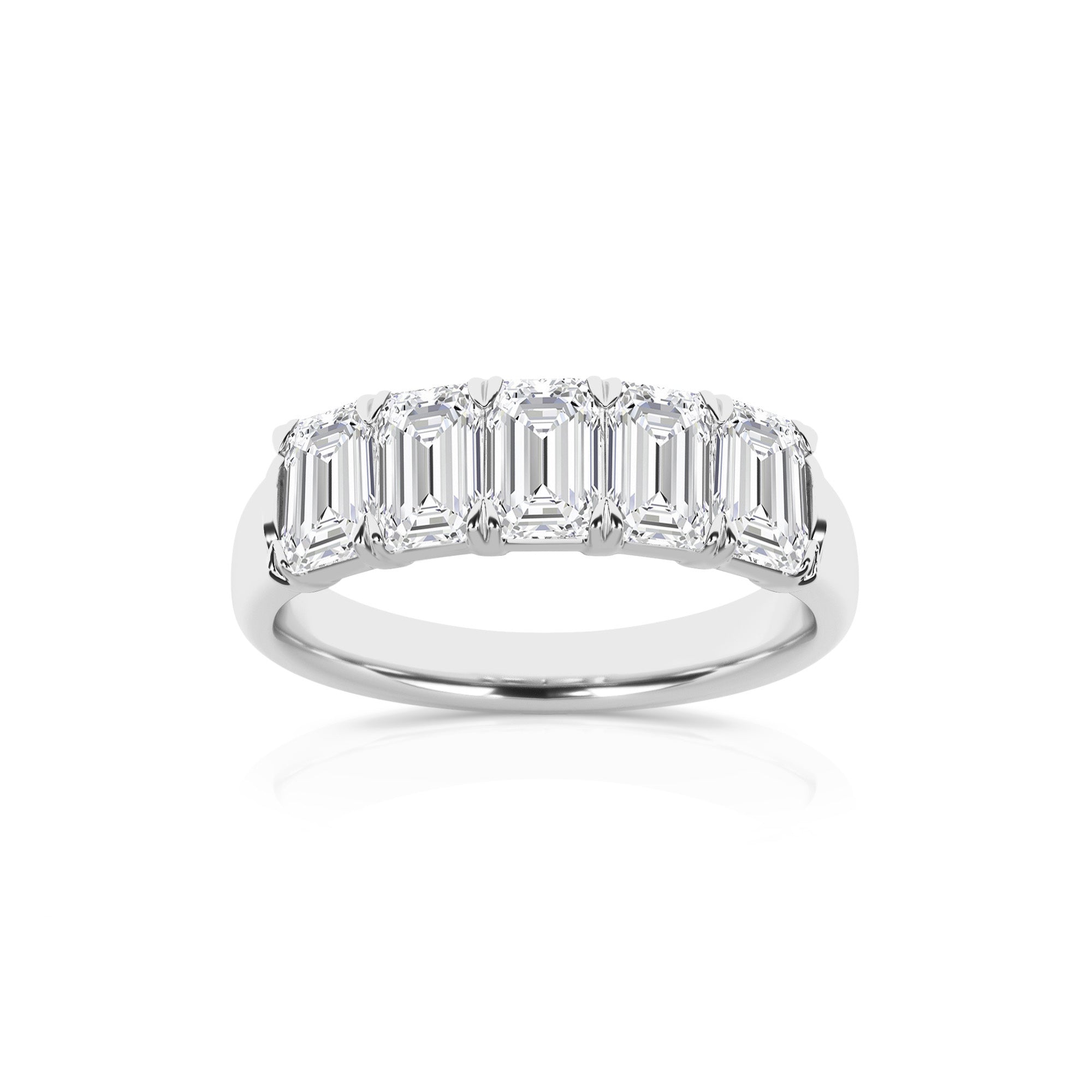 2.00 CT Emerald Lab-Grown Diamond | Five Stone Anniversary Wedding Band Ring | 14K White Gold | G Color | VS Clarity