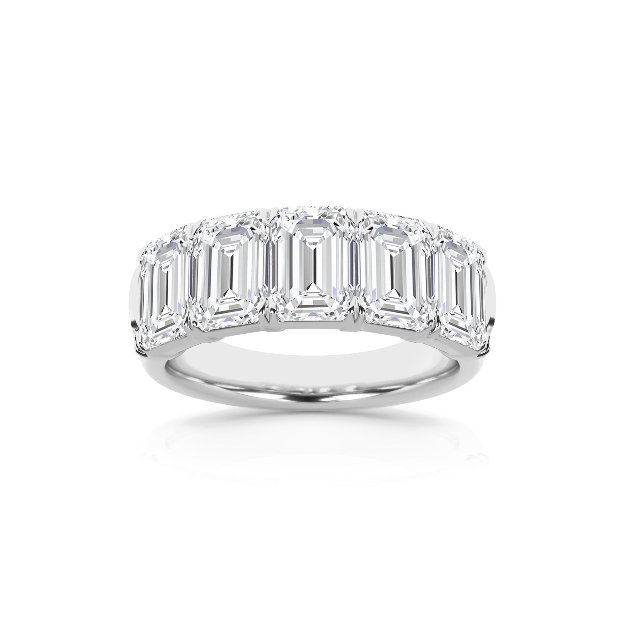 5.00 CT Emerald Lab-Grown Diamond | Five Stone Anniversary Wedding Band Ring | 14K White Gold | G Color | VS Clarity