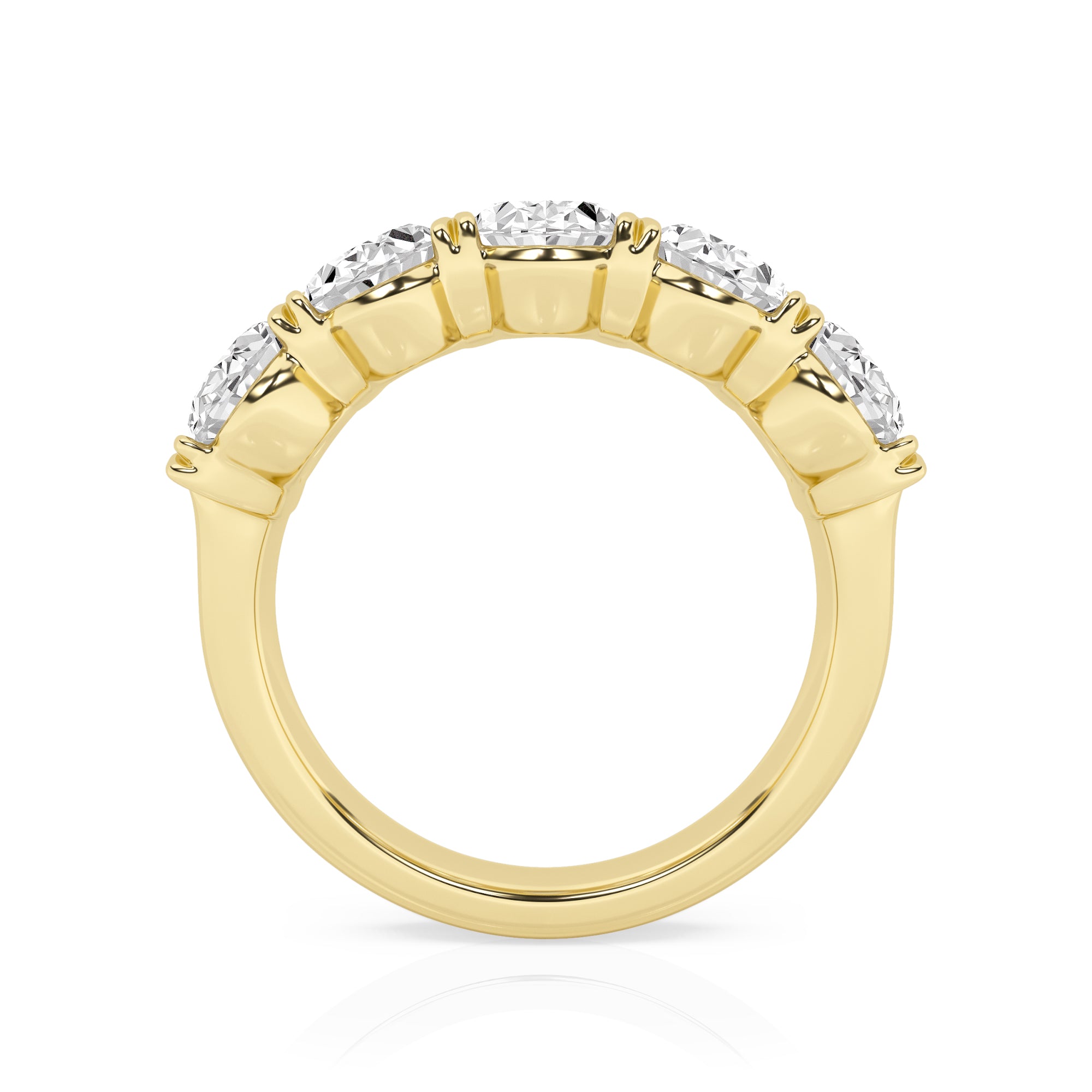 4.00 CT Oval Lab-Grown Diamond | Five Stone Anniversary Wedding Band Ring | 14K Yellow Gold | G Color | VS Clarity