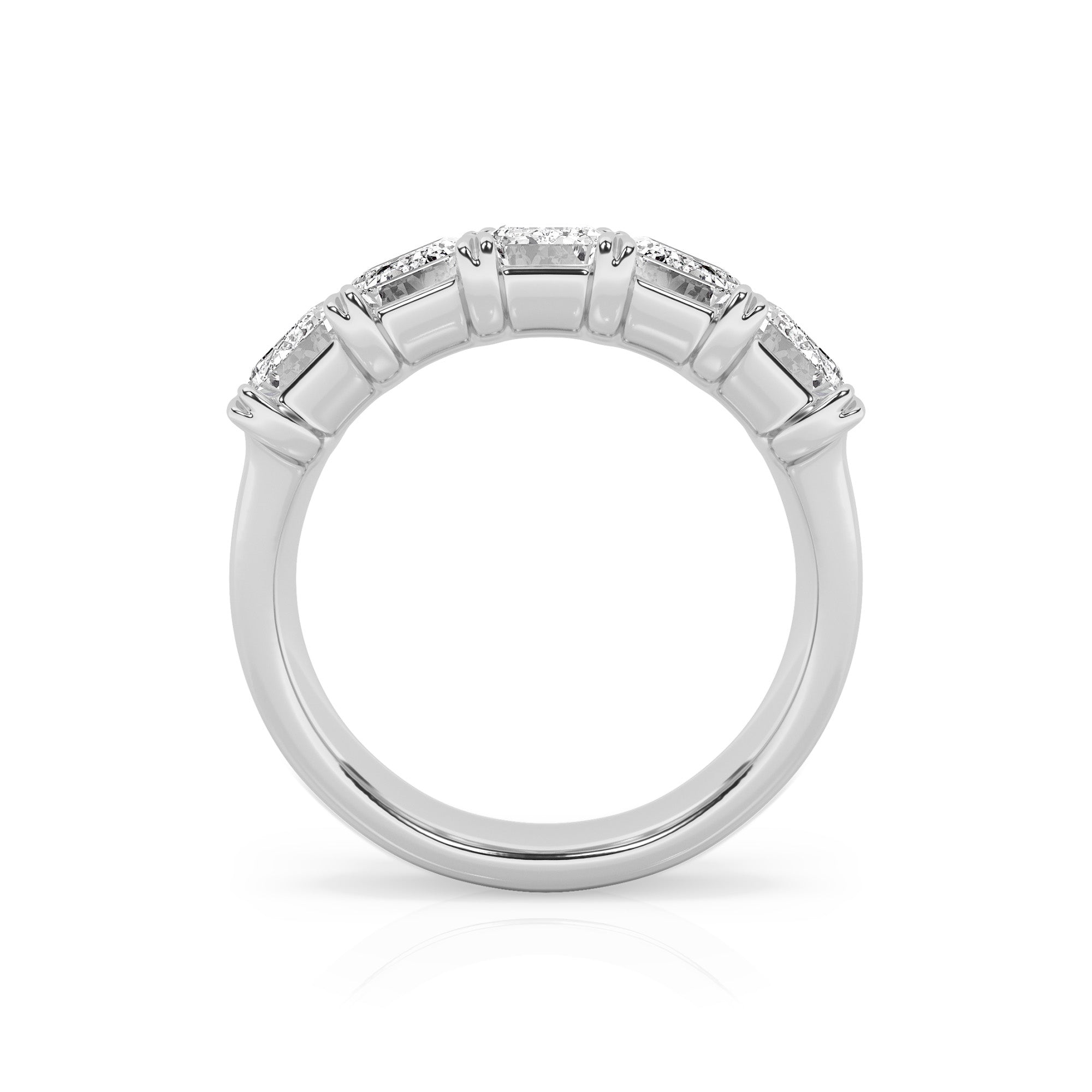 4.00 CT Emerald Lab-Grown Diamond | Five Stone Anniversary Wedding Band Ring | 14K White Gold | G Color | VS Clarity