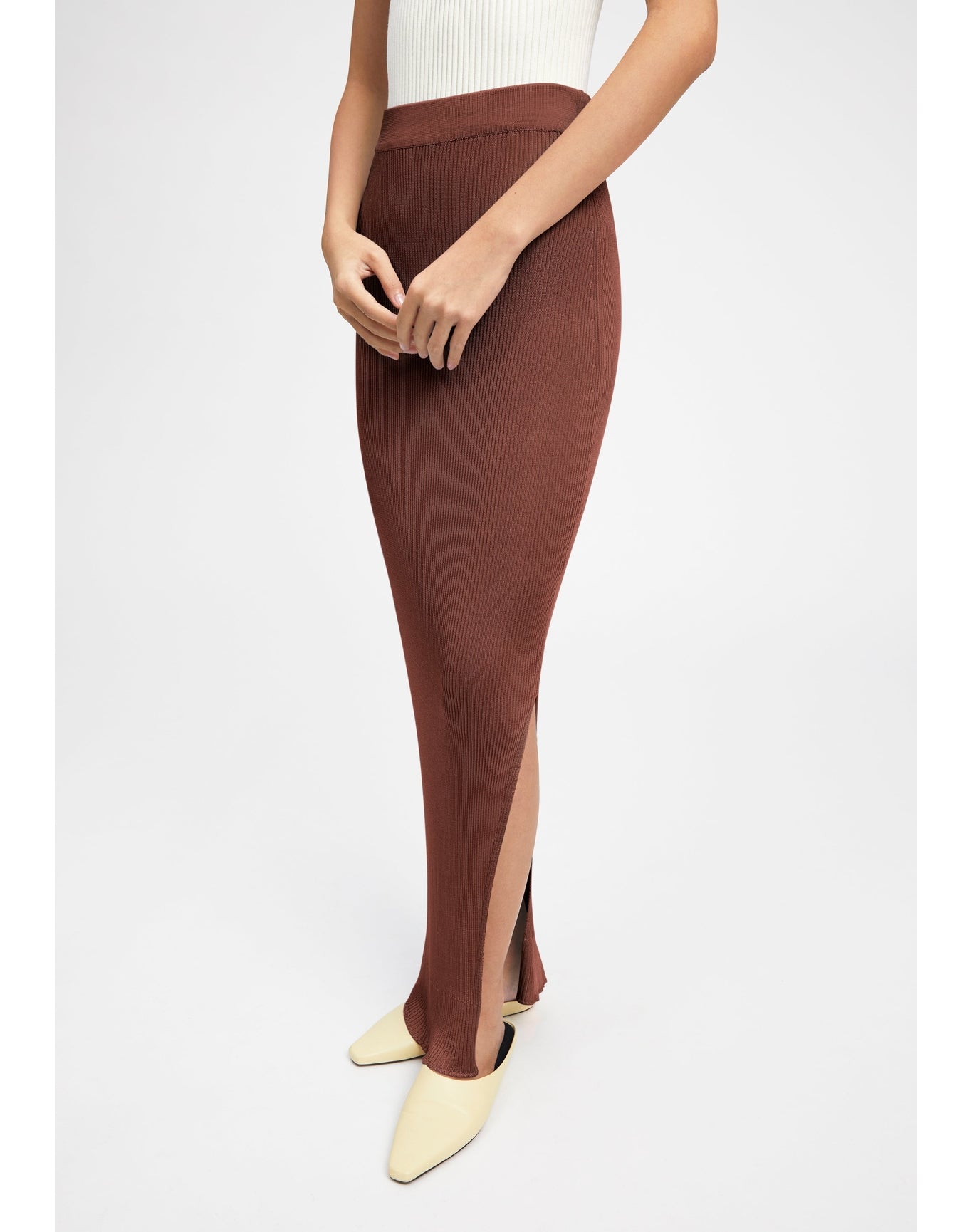 Tailor | Ribbed Maxi Skirt | Chocolate