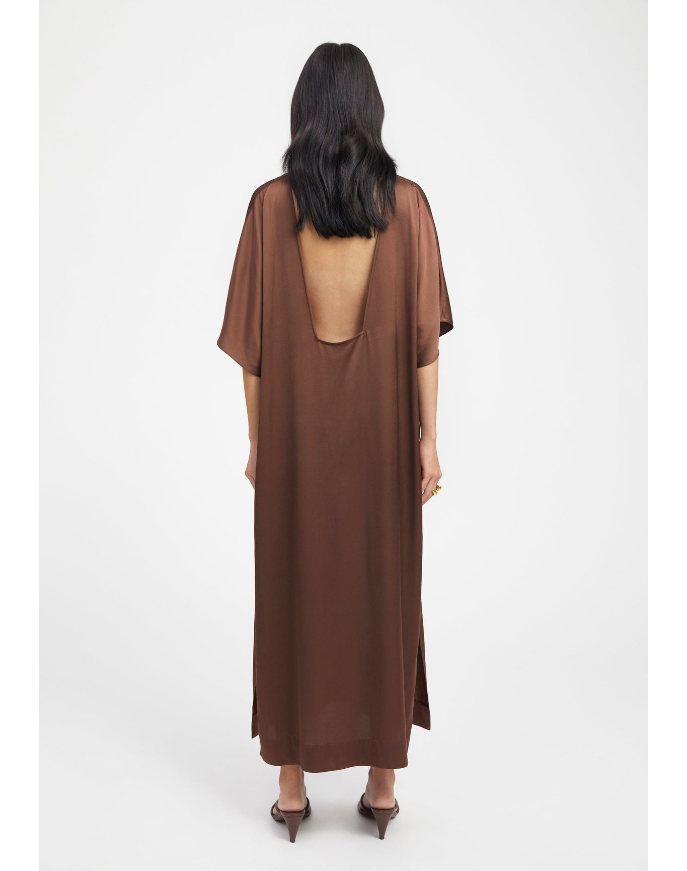 Talbot | Open-Back Satin Dress | Chocolate