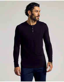 Tall Classic Long Sleeve Henley | Black