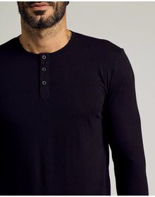 Tall Classic Long Sleeve Henley | Black