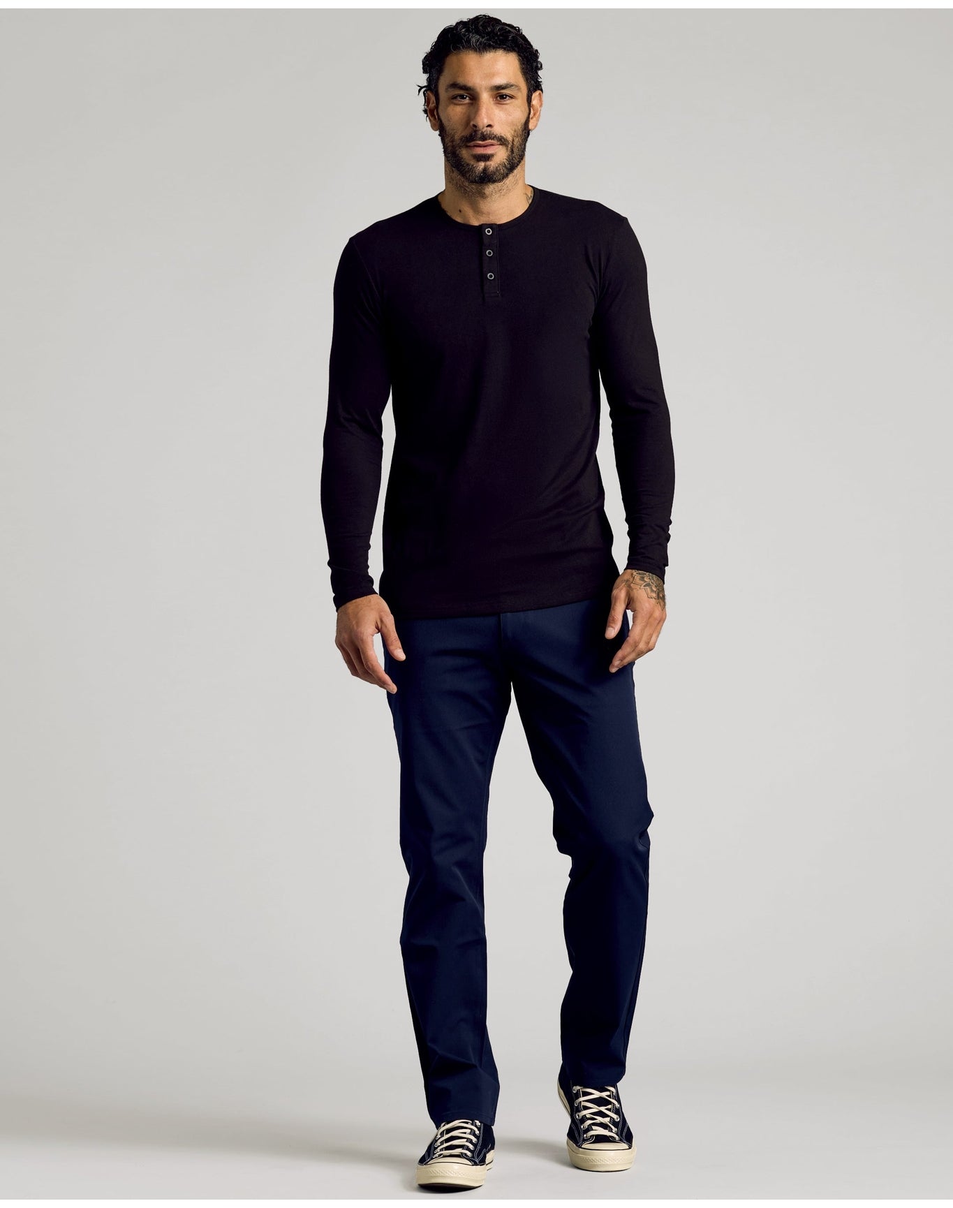 Tall Classic Long Sleeve Henley | Black