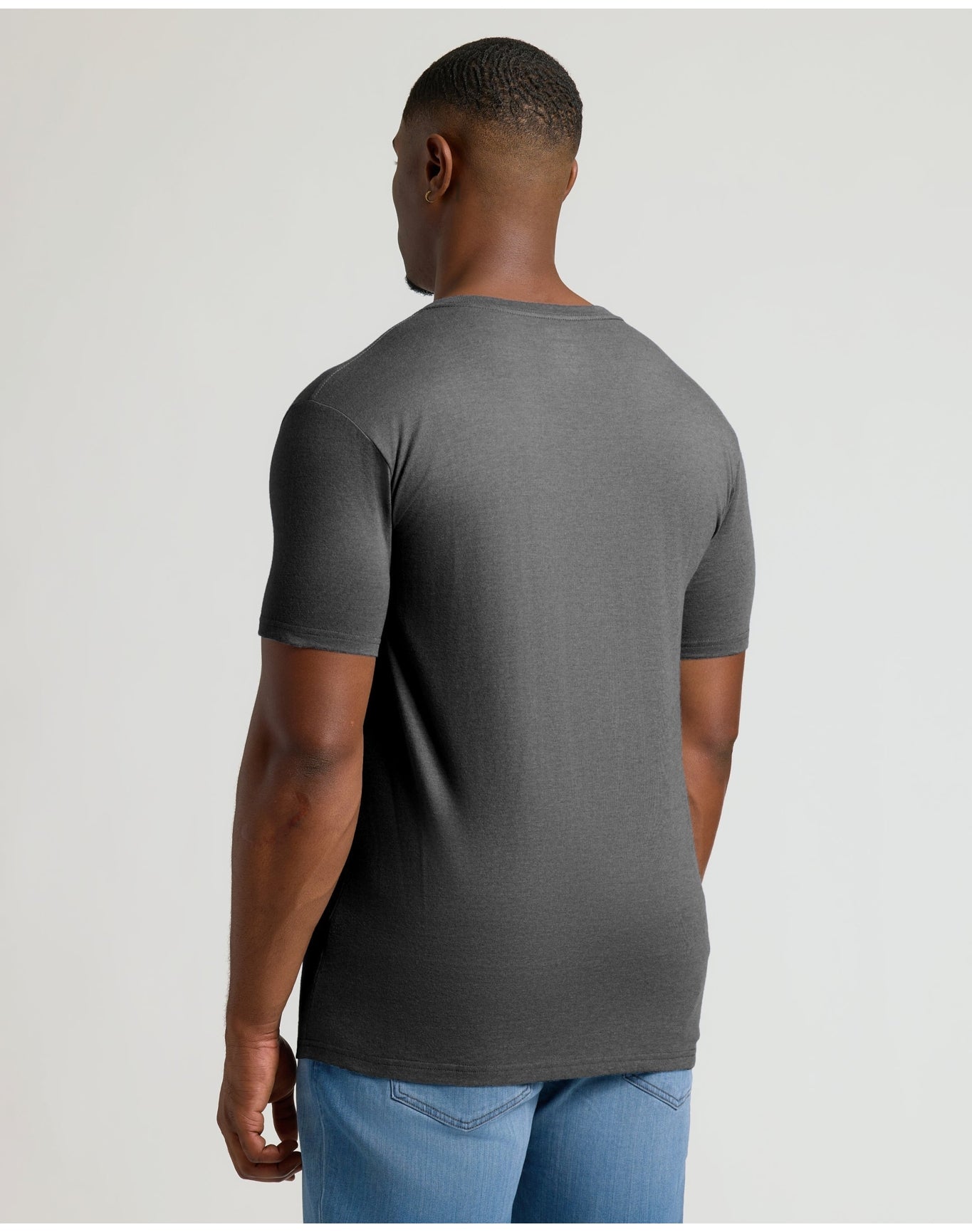 Tall Short Sleeve Classic V-Neck | Charcoal Heather Gray
