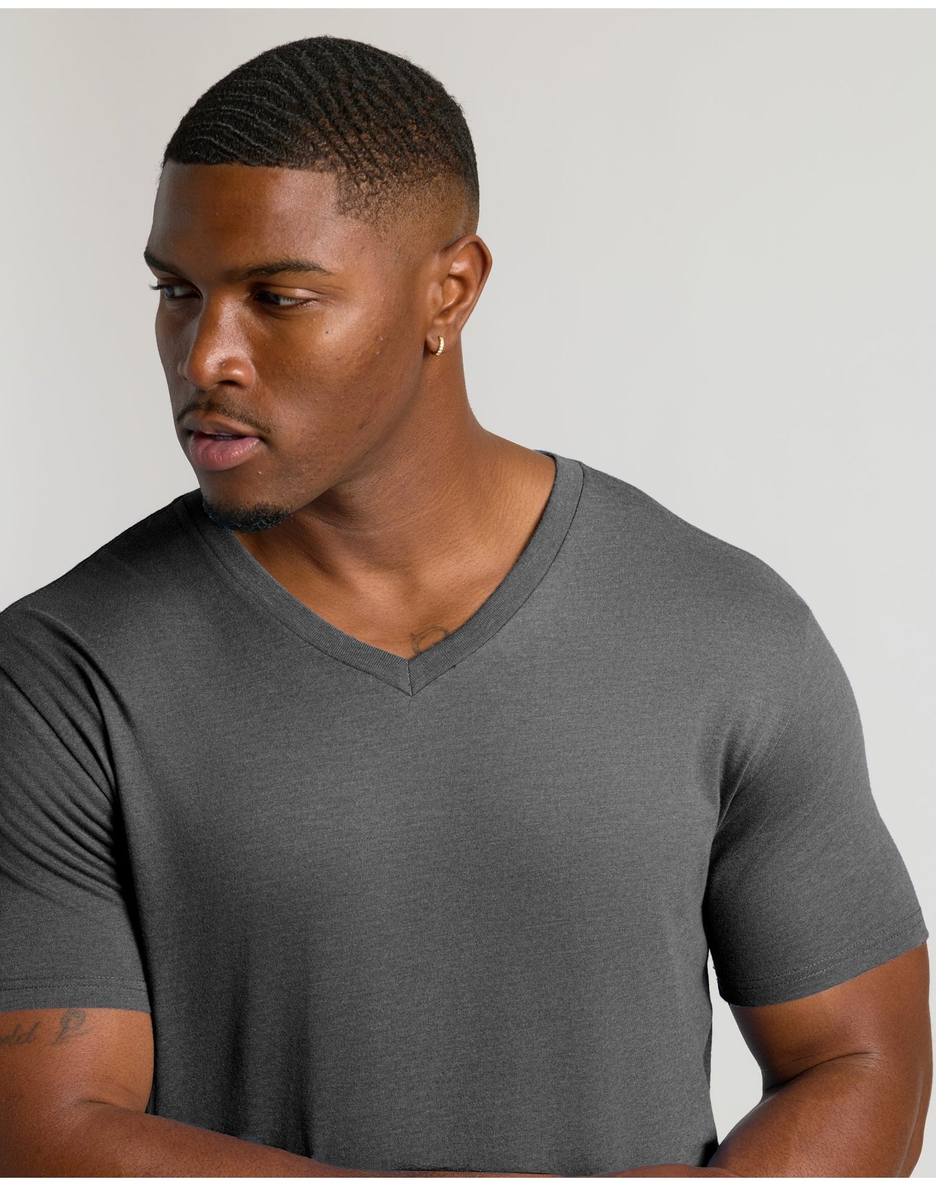 Tall Short Sleeve Classic V-Neck | Charcoal Heather Gray