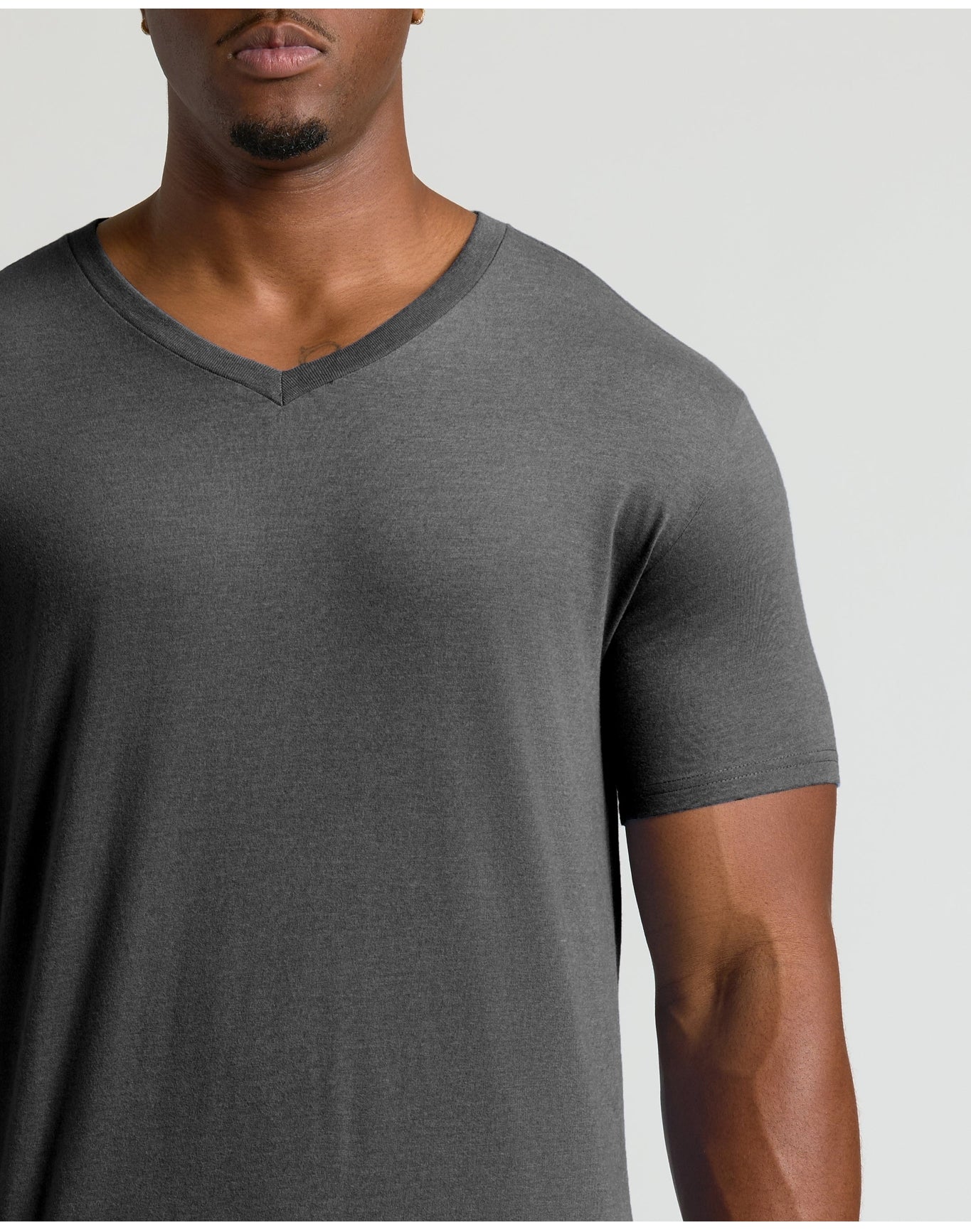 Tall Short Sleeve Classic V-Neck | Charcoal Heather Gray