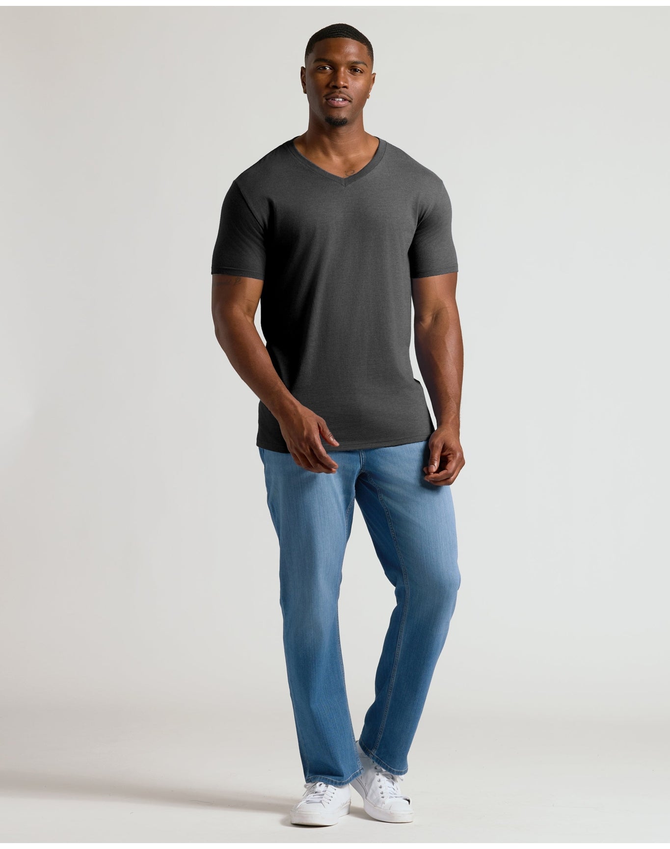 Tall Short Sleeve Classic V-Neck | Charcoal Heather Gray