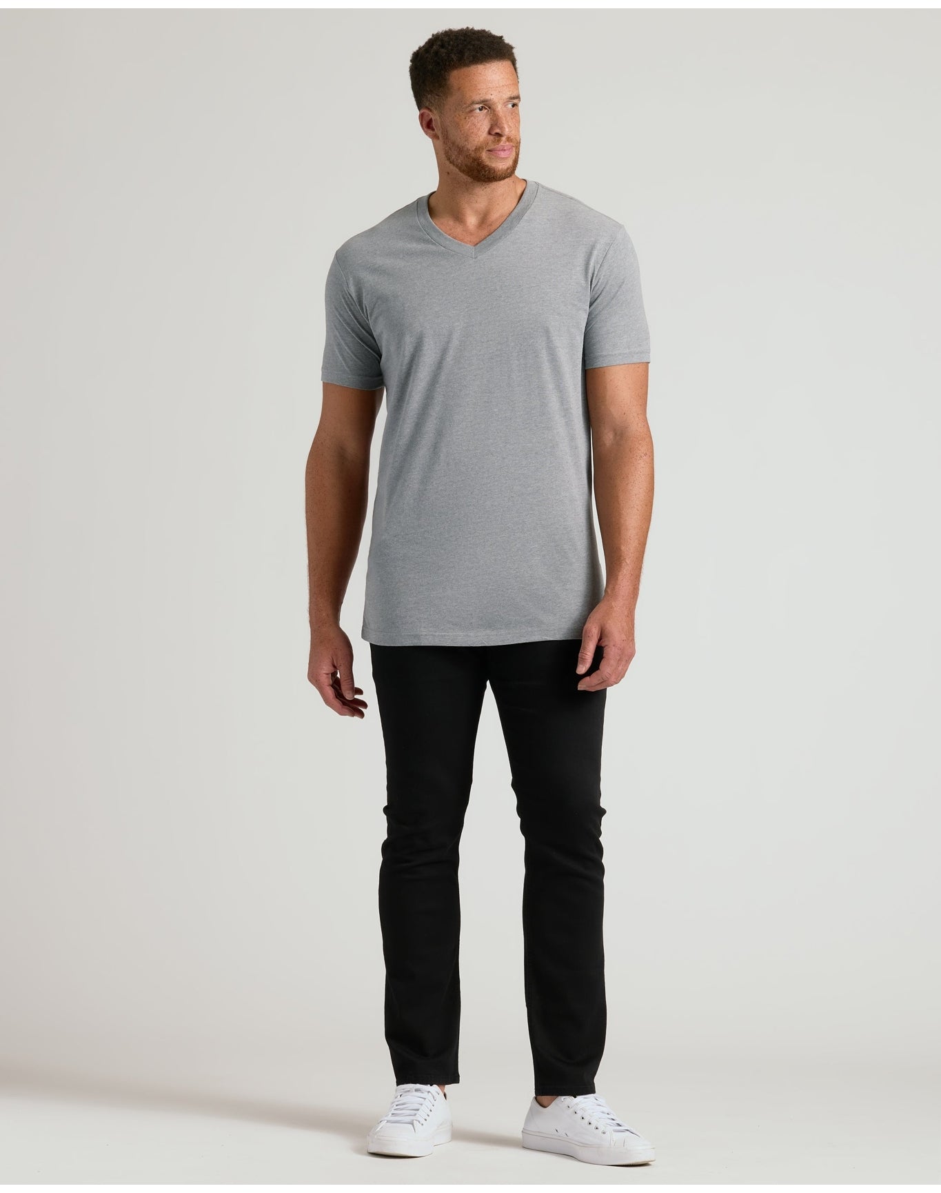 Tall Short Sleeve Classic V-Neck | Heather Gray