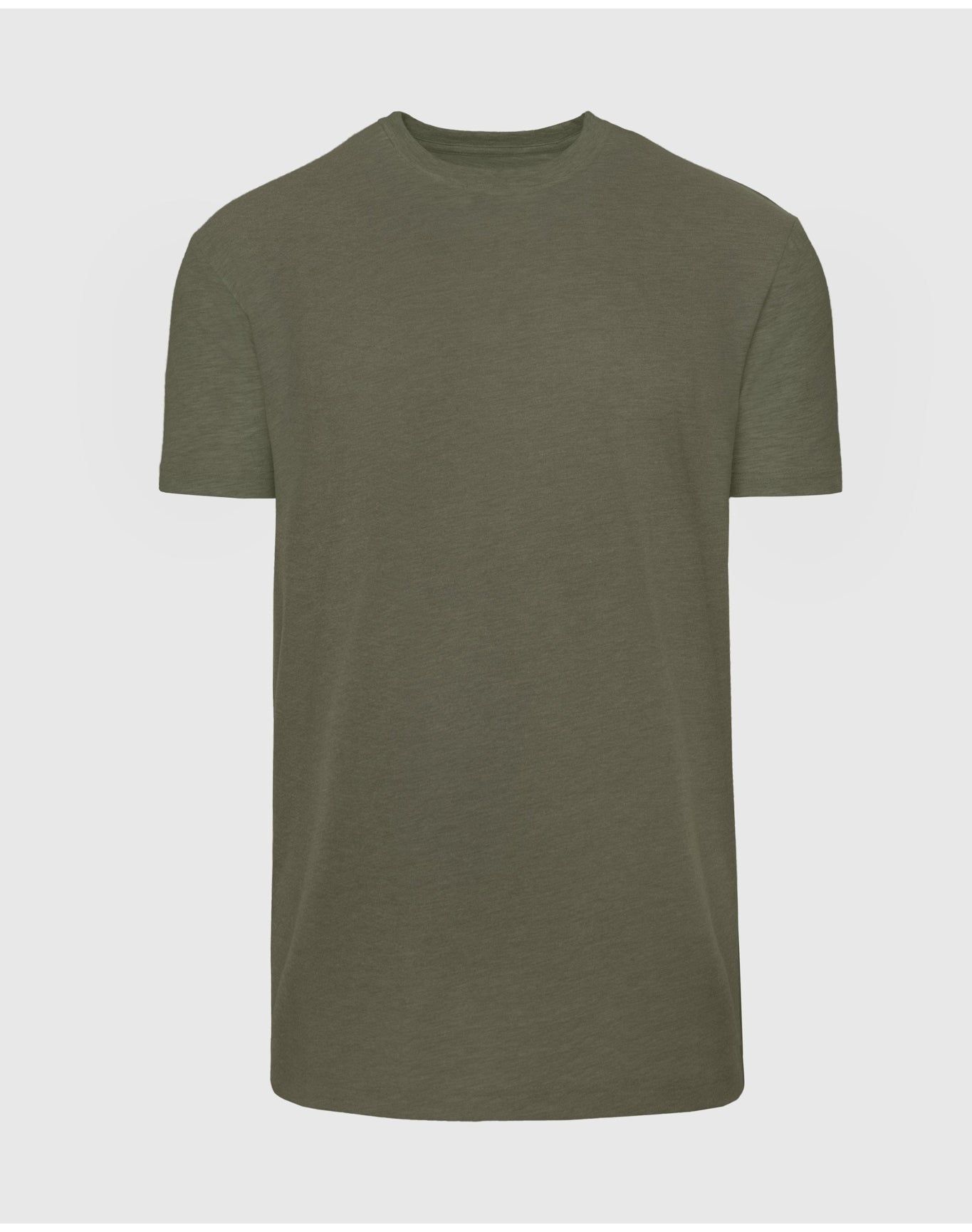 Tall Straight Hem Crew Neck T-Shirt | Heather Military Green
