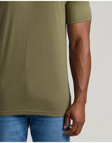 Tall Straight Hem Crew Neck T-Shirt | Heather Military Green