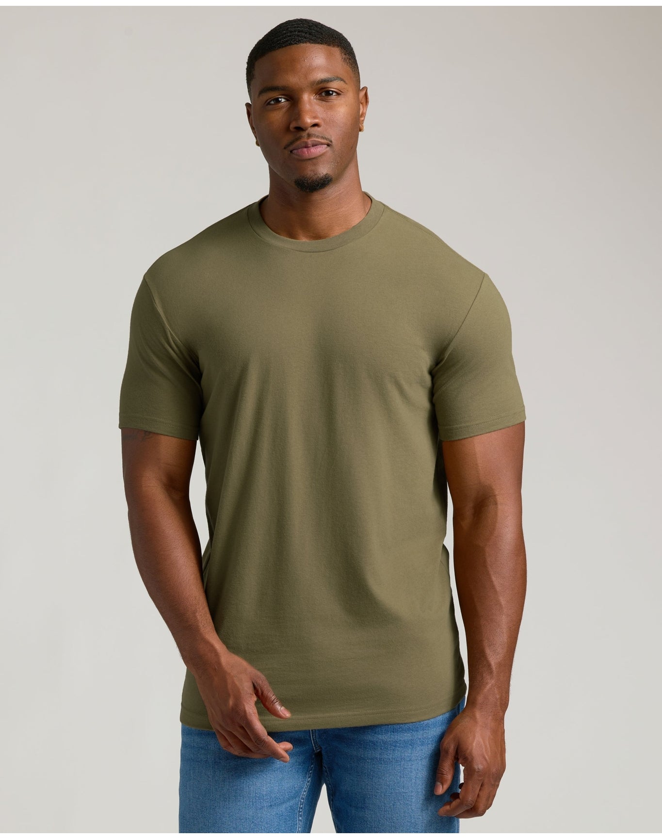 Tall Straight Hem Crew Neck T-Shirt | Military Green