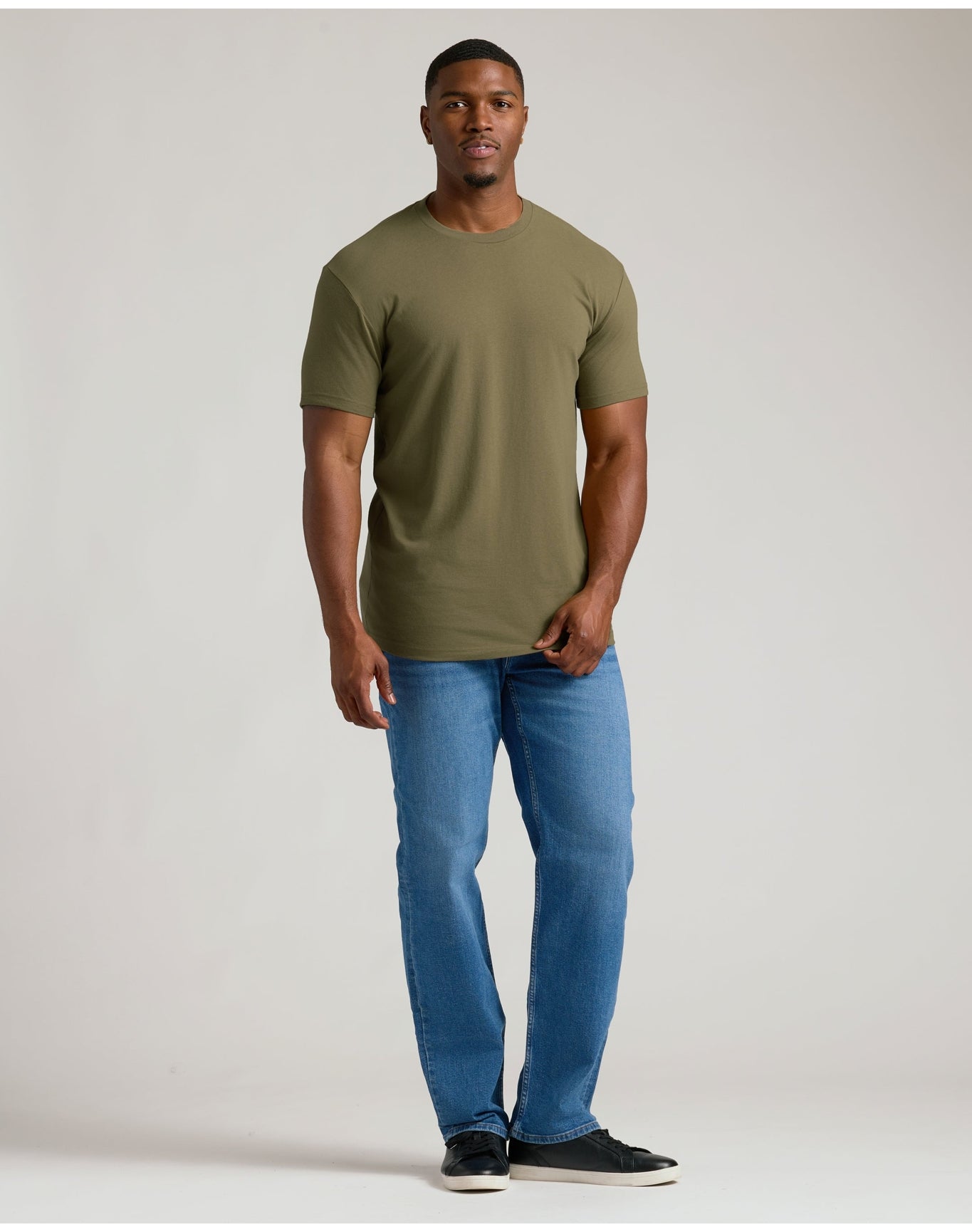 Tall Straight Hem Crew Neck T-Shirt | Military Green