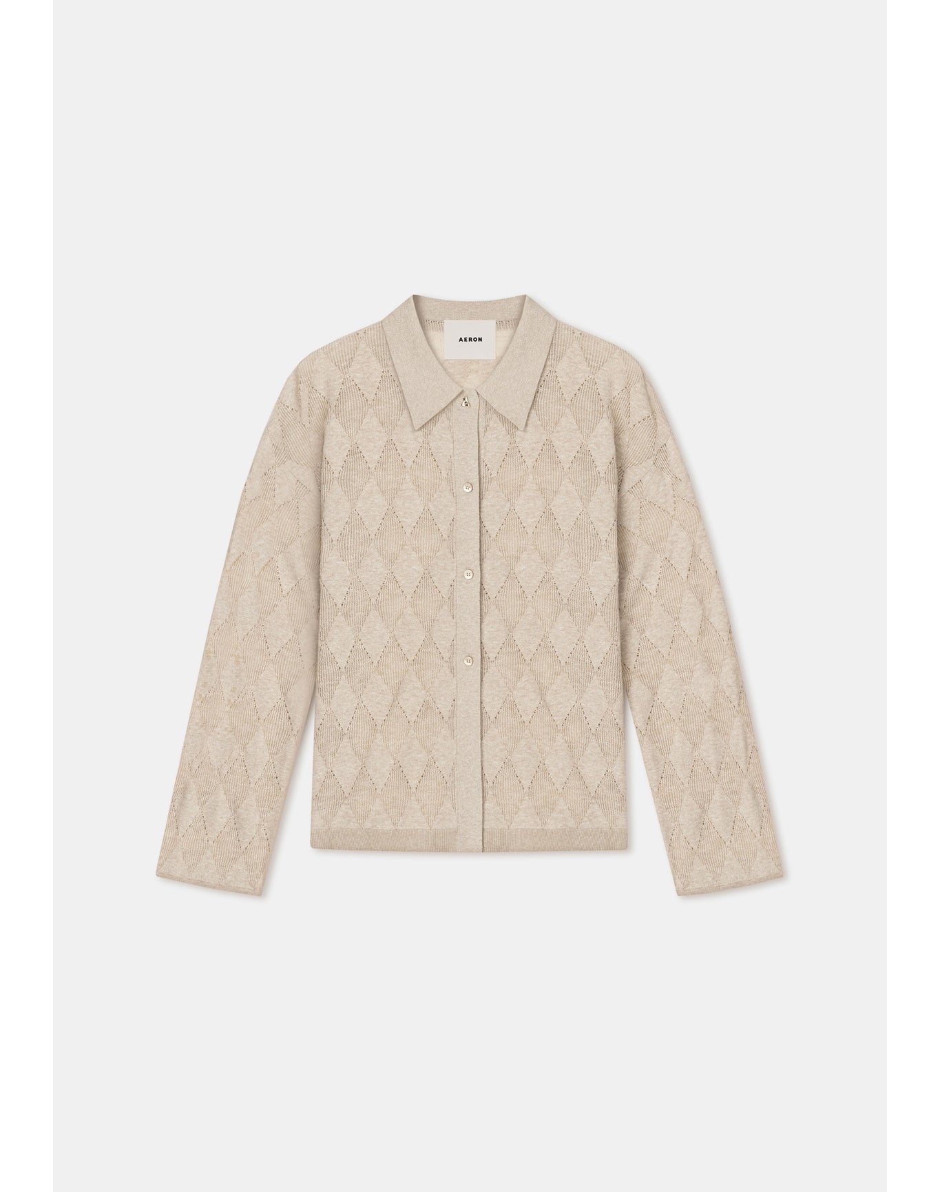 Tamara | Diamond Knit Cardigan Shirt | Hay