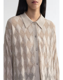 Tamara | Diamond Knit Cardigan Shirt | Hay
