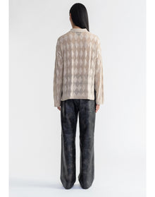 Tamara | Diamond Knit Cardigan Shirt | Hay