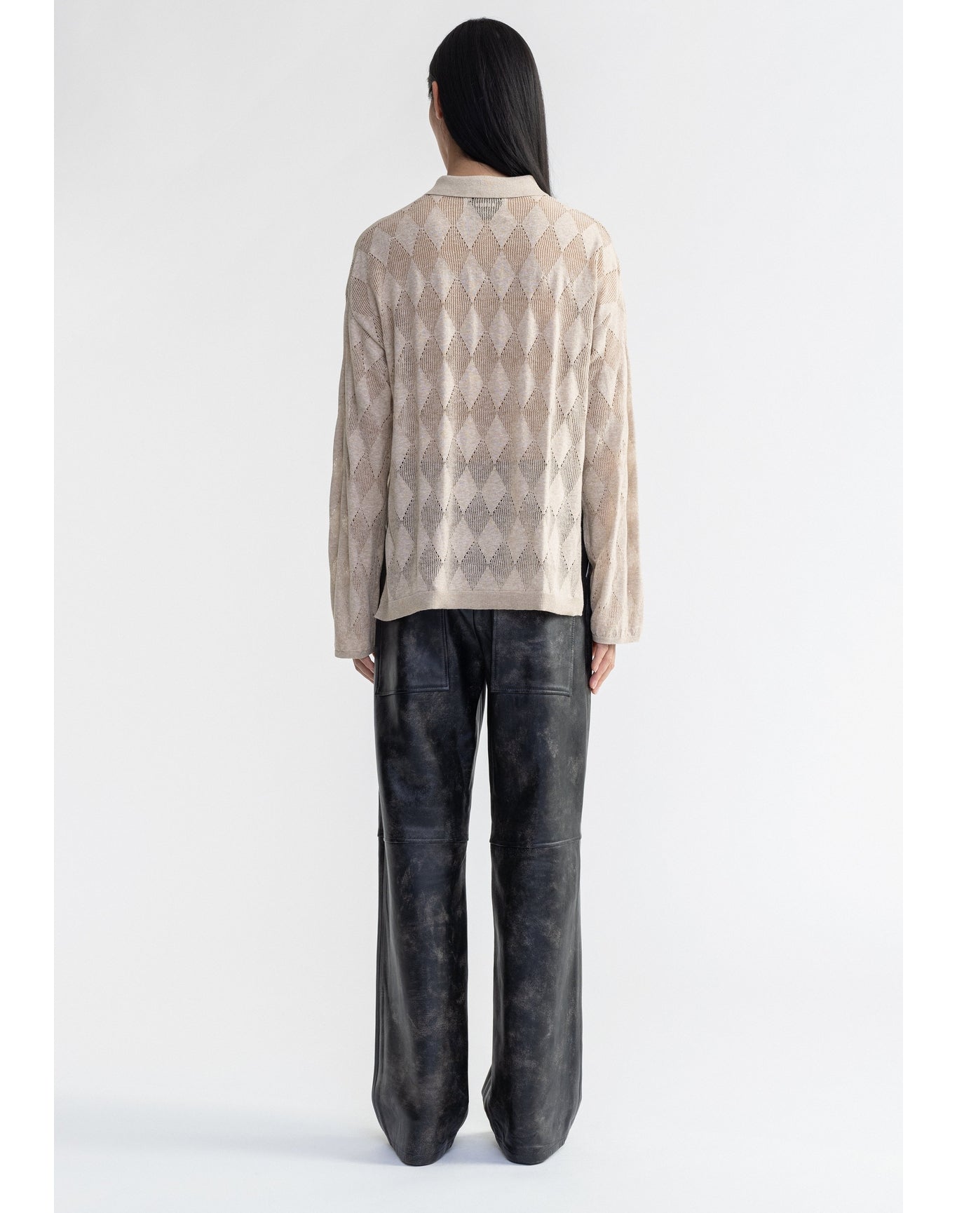 Tamara | Diamond Knit Cardigan Shirt | Hay